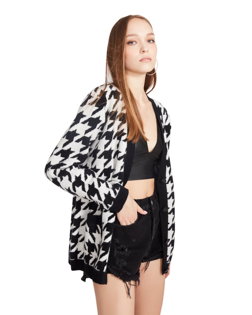 Black / White Steve Madden Marina Women's Cardigan | PH 6758XKF